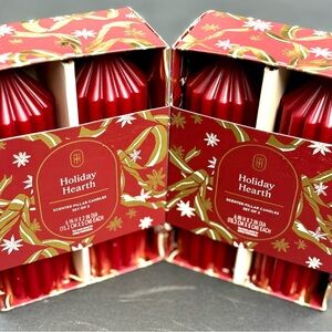 Threshold Red Holiday Hearth Scented Pillar Candles TWO boxes NEW!
